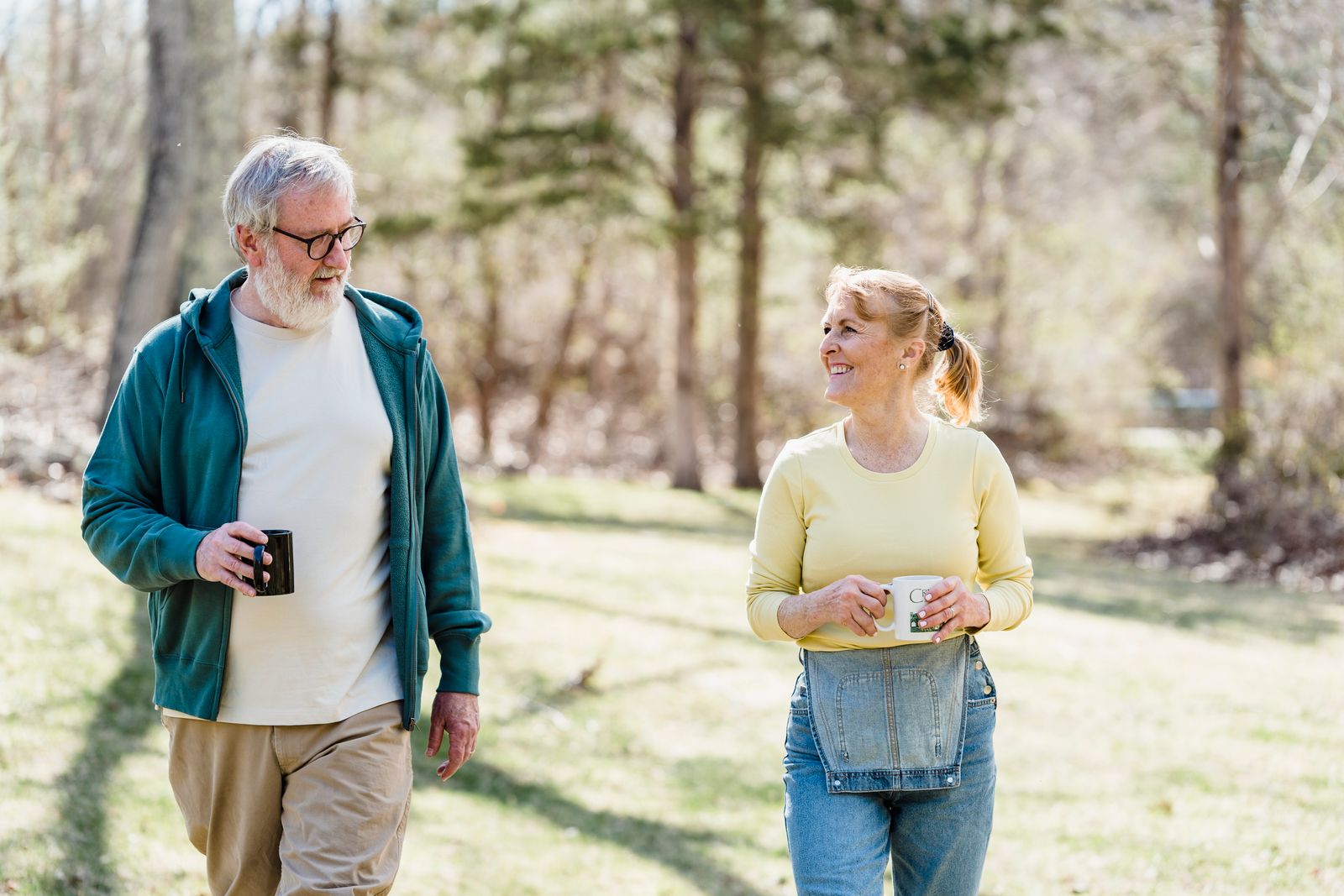 Retired couple walking outdoors together in the Arizona sun